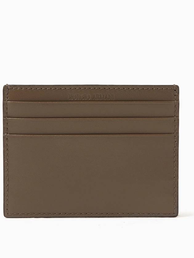 Men s Logo Lambskin Card Wallet Brown - GIORGIO ARMANI - BALAAN 2