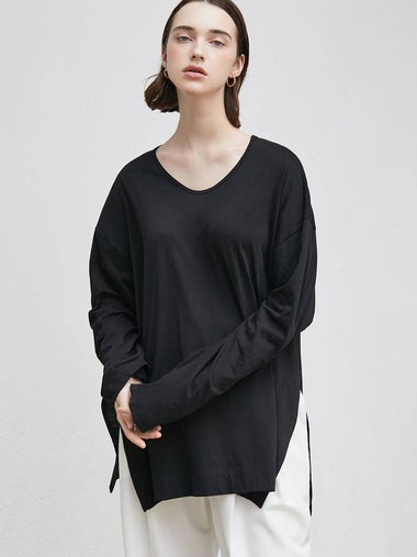 U-neck Roots Long Sleeve T-Shirt Black - ARIFF - BALAAN 1