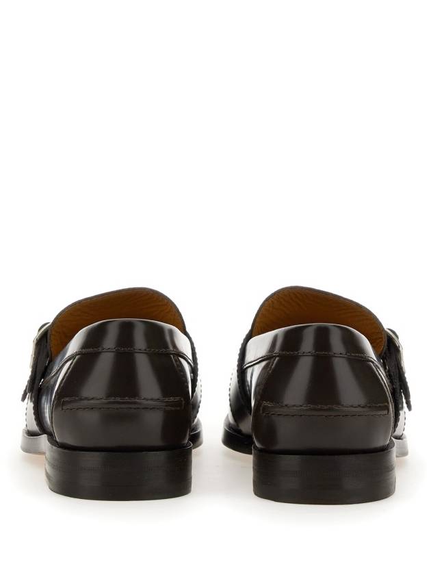 Leather GG Fabric Insert Loafers Dark Brown - GUCCI - BALAAN 5