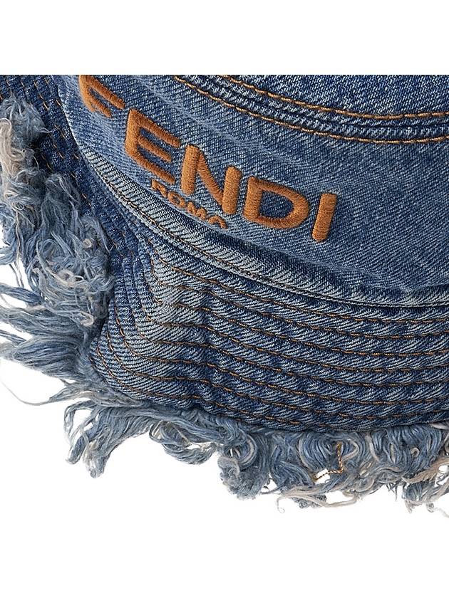 Embroidered Logo Denim Bucket Hat Blue - FENDI - BALAAN 8