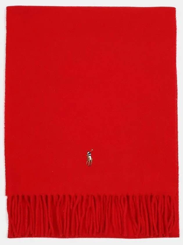 Pony Logo Signature Virgin Wool Muffler Red - POLO RALPH LAUREN - BALAAN.