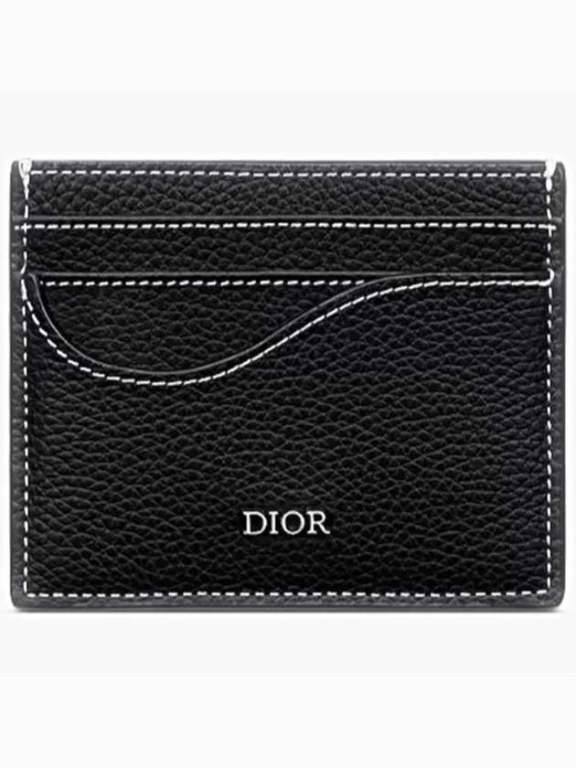 Saddle Grain Leather Card Wallet Black - DIOR - BALAAN 2