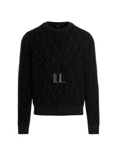 Men's Regular Fit Crew Neck Wool Knit Top Black Grey - FENDI - BALAAN 2