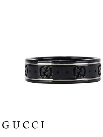 Iconic Logo Band Ring Black - GUCCI - BALAAN 2