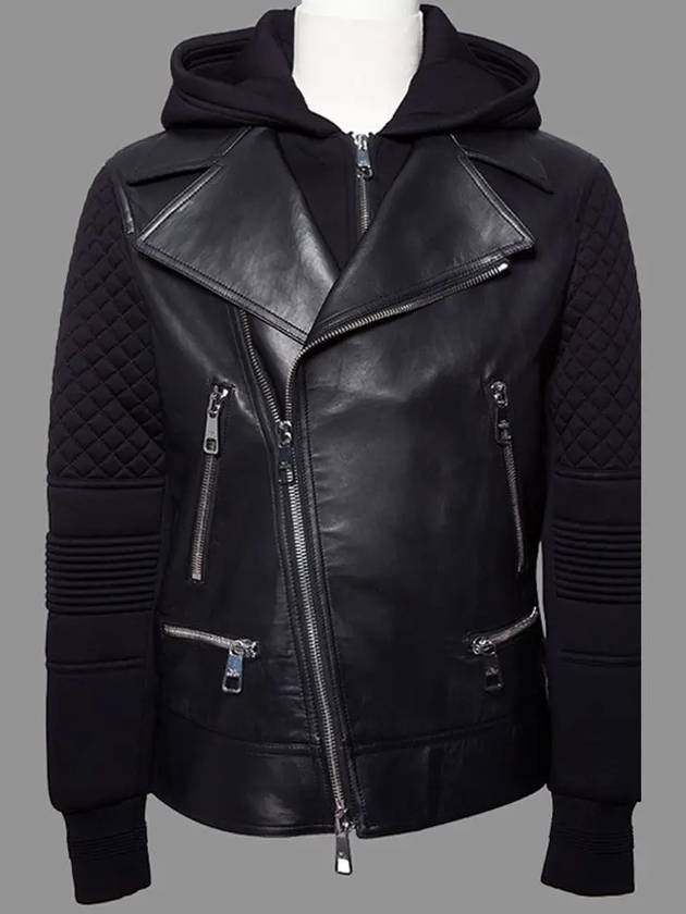 11th Anniversary Hooded Biker Jacket Black PBSP75C C3214 01 - NEIL BARRETT - BALAAN 1