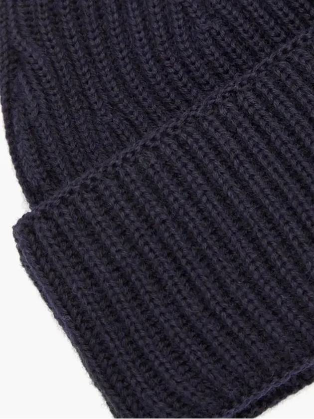 Maison Kitsune FOX Tricolor Fox Patch Cuff Wool Beanie Navy - MAISON KITSUNE - BALAAN 3