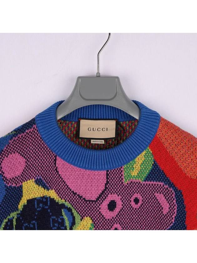 Men s Bear Pattern Crew Neck Knit Sweater 741902 XKC7R 8050 - GUCCI - BALAAN 3