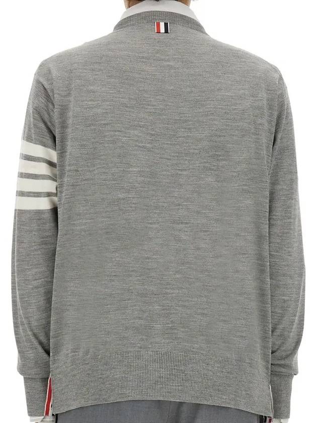 4 Bar Armband Classic Merino Wool Knit Top Light Grey - THOM BROWNE - BALAAN 4