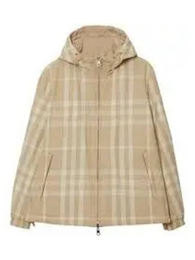 Check Nylon Reversible Hooded Jacket Soft Fawn - BURBERRY - BALAAN 2