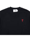 Heart Embroidered Logo Crew Neck Knit Top Black - AMI - BALAAN 4