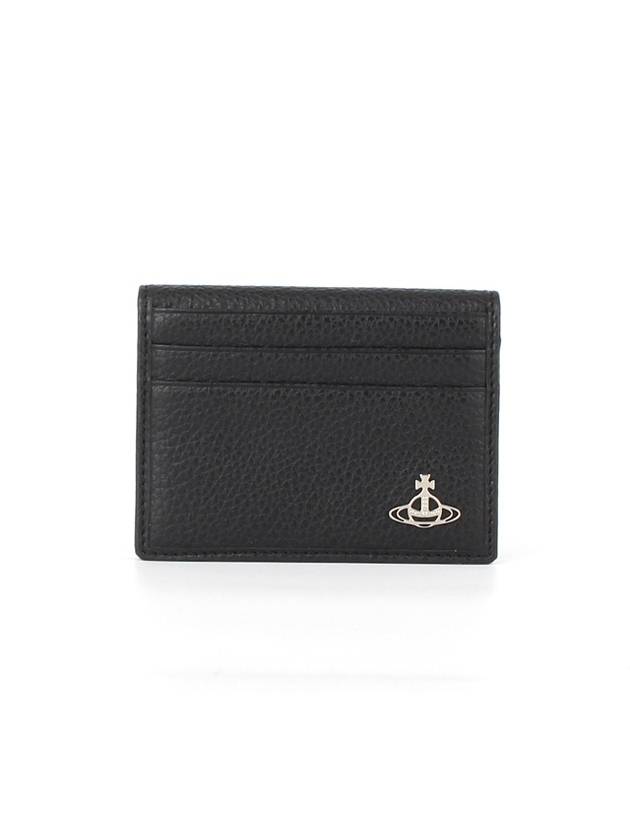 Grain Leather Folding Card Wallet Black - VIVIENNE WESTWOOD - BALAAN 2