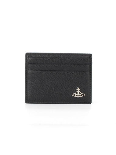 Grain Leather Folding Card Wallet Black - VIVIENNE WESTWOOD - BALAAN 1