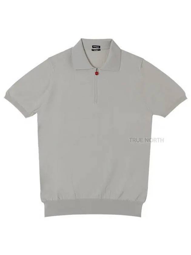 Men's Half Zip-up Cotton Polo Shirt Grey - KITON - BALAAN 2