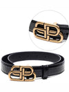 Women's Crocodile Embossed BB Buckle Thin Belt Black - BALENCIAGA - BALAAN 3