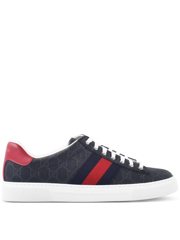 Ace Web GG Supreme Canvas Low Top Sneakers Black - GUCCI - BALAAN 4