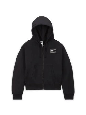 Nike Zipup Hood Black FJ9175 010 - STUSSY - BALAAN 1