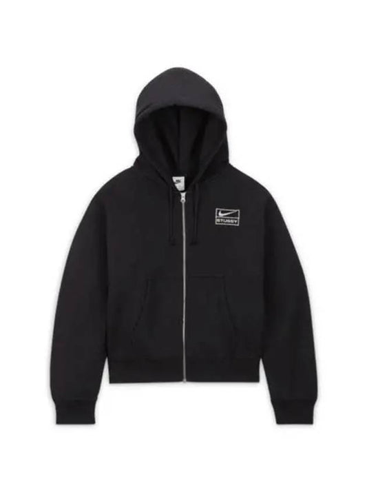 Nike Zipup Hood Black FJ9175 010 - STUSSY - BALAAN 1