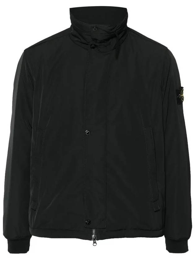 Logo Micro Twill Zip Up Jacket Black - STONE ISLAND - BALAAN 3