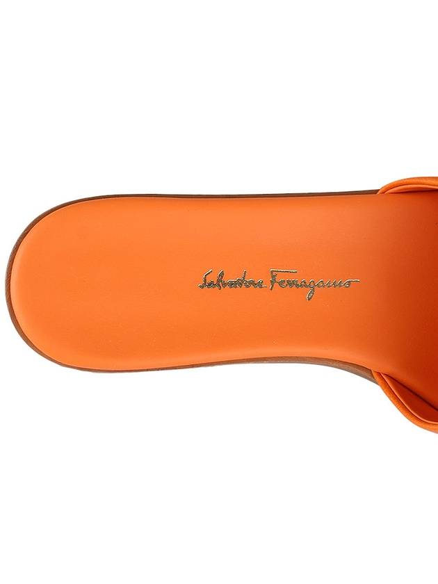 Gancini Leather Slippers Orange - SALVATORE FERRAGAMO - BALAAN 9