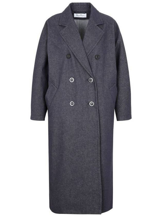 Women's Bacco Denim Effect Double Coat Navy - MAX MARA - BALAAN 1