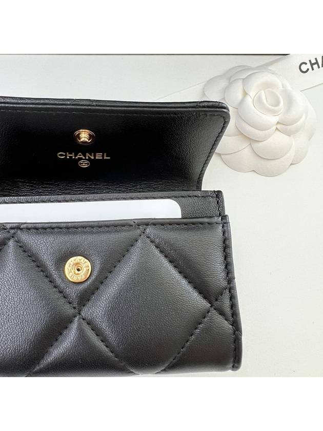 19 Gold Hardware Lambskin Flap Card Wallet Black - CHANEL - BALAAN 8