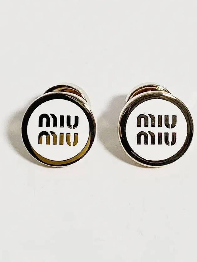 Enameled Metal Earrings White - MIU MIU - BALAAN 2