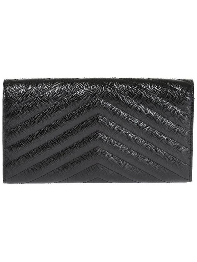 Matelasse Monogram Flap Long Wallet Black - SAINT LAURENT - BALAAN 4