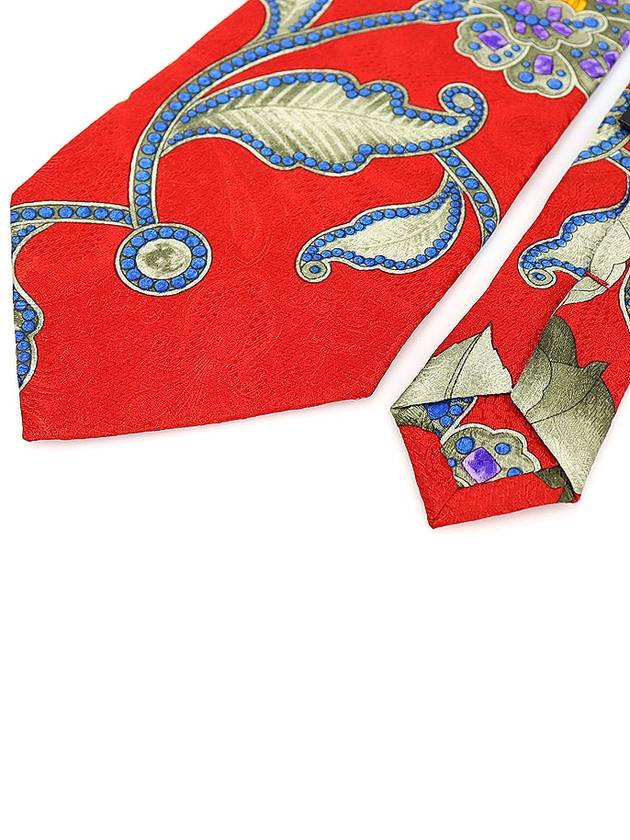 100 silk red flower pattern tie - LEONARD - BALAAN 4