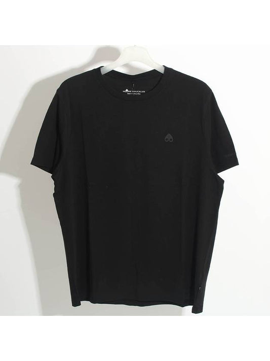 Satellite Logo Detail Crew Neck Short Sleeve T-Shirt Black - MOOSE KNUCKLES - BALAAN 2