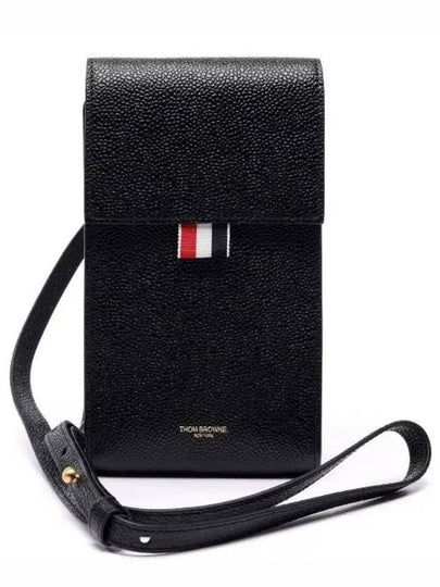 Three Stripes Strap Leather Phone Case Black - THOM BROWNE - BALAAN 2