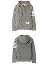 Engineered 4 Bar Diagonal Zip Up Hoodie Light Grey - THOM BROWNE - BALAAN 5