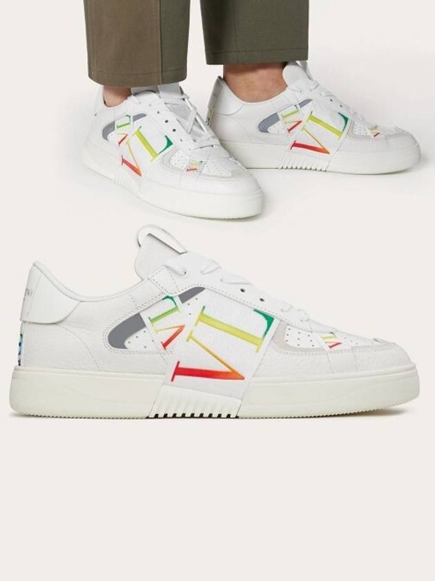 VLTN Logo Rainbow Banding Low-Top Sneakers White - VALENTINO - BALAAN 2