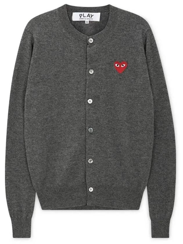 Red wappen wool round neck cardigan charcoal - COMME DES GARCONS PLAY - BALAAN 2