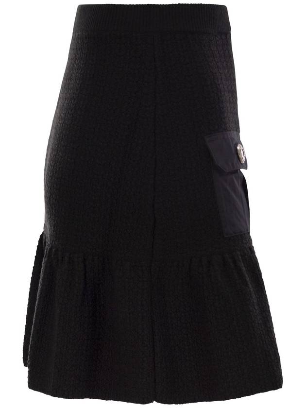 Bouclé wool miniskirt with technical sail cloth pockets - ELISABETTA FRANCHI - BALAAN 3