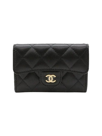 Classic Card Holder Lambskin Gold Black - CHANEL - BALAAN 1