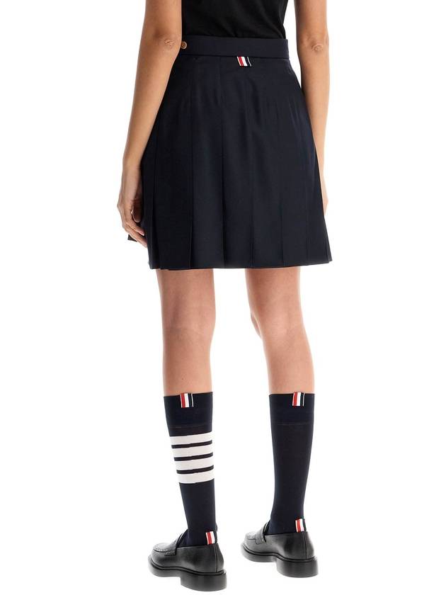 RMB Wool Mini Pleated Skirt Navy - THOM BROWNE - BALAAN 4