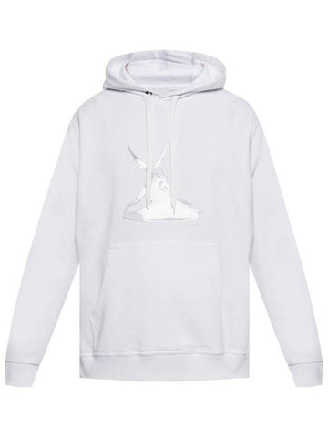 Cupid Print Cotton Hood White - BURBERRY - BALAAN.