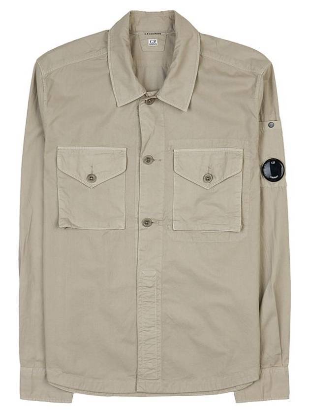 Logo Patch Cotton Long Sleeve Shirt Sage - CP COMPANY - BALAAN 1