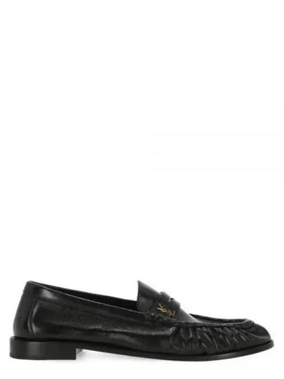 Le Signature Cassandre Logo Plaque Lamb Skin Loafer Black - SAINT LAURENT - BALAAN 2