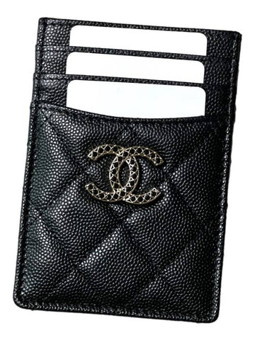 Classic Caviar Season Logo Card Wallet Black Kkeuldok AP3404 B12928 94305 - CHANEL - BALAAN 1