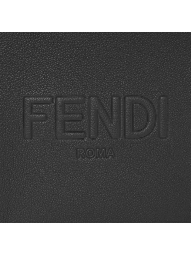 Mini Logo Leather Tote Bag Black - FENDI - BALAAN 9