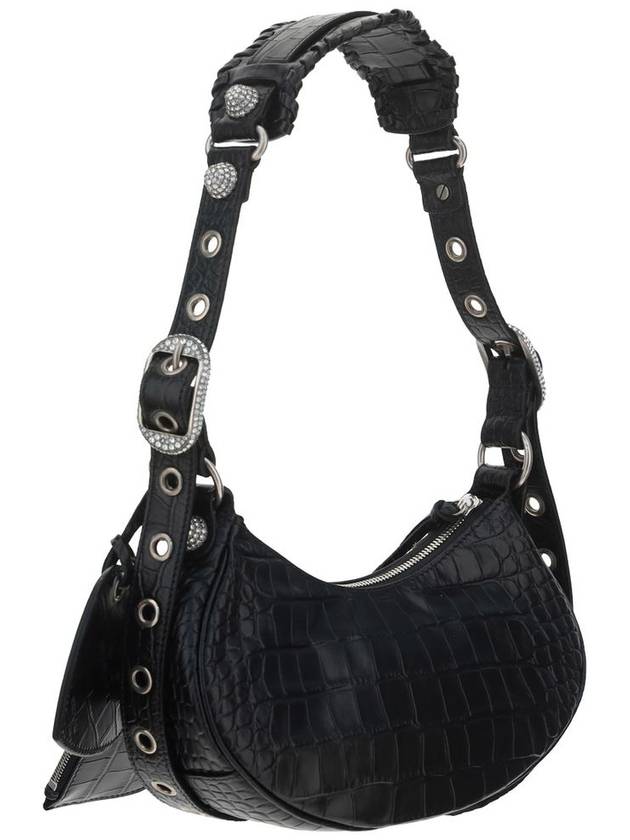 Le Cagole Crocodile Embossed Shoulder Bag Black - BALENCIAGA - BALAAN 4