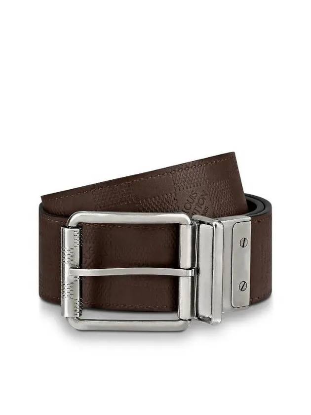 Men's Damier Print Reversible 40MM Leather Belt Black Brown - LOUIS VUITTON - BALAAN 1