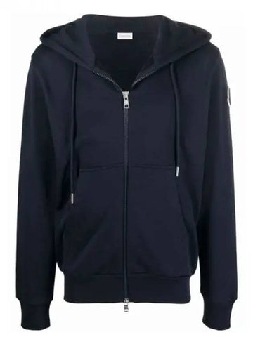 Big logo patch hooded zip-up navy men's jacket 197007 - MONCLER - BALAAN 1