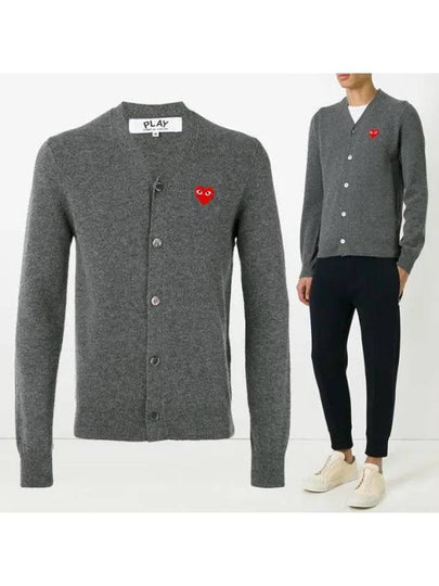 Heart Waffen V-Neck Cardigan Dark Grey - COMME DES GARCONS - BALAAN 2