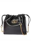 V Logo Signature Leather Bucket Bag Black - VALENTINO - BALAAN 2