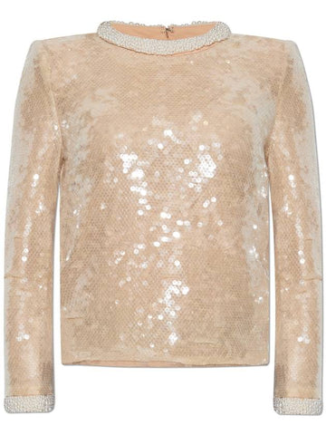 Self Portrait Sequin Top, Women's, Beige - SELF PORTRAIT - BALAAN 1