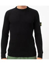 Wappen Patch Crew Neck Ribbed Wool Knit Top Black - STONE ISLAND - BALAAN 5