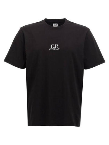 Logo Print Short Sleeve T-Shirt Black - CP COMPANY - BALAAN 1