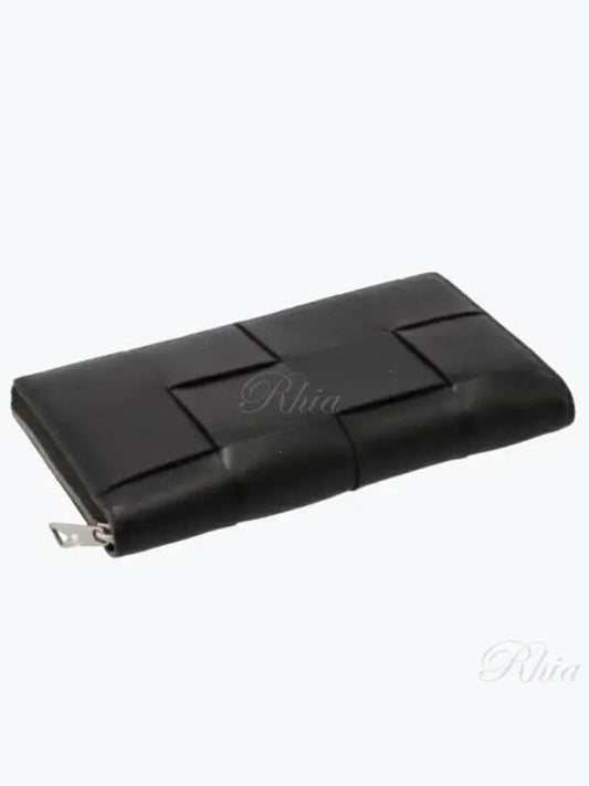 Intrecciato Zipper Around Medium Wallet Black - BOTTEGA VENETA - BALAAN 2